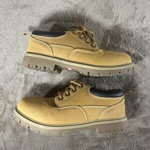 Wrangler Mens Size 7 Wheat Tan Memory Foam Lug Sole Oxford Work Shoes